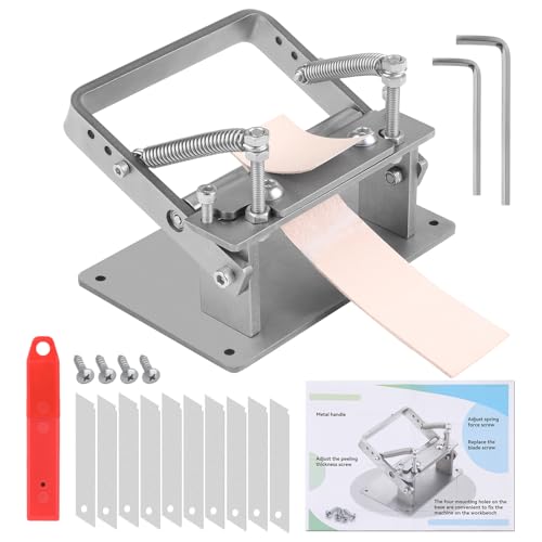 Manual Leather Splitter Peeling Machine Leather Paring Skiver Skiving Tools with Instructions Handle Leatherworking Tools with Blades for DIY Leatherwork