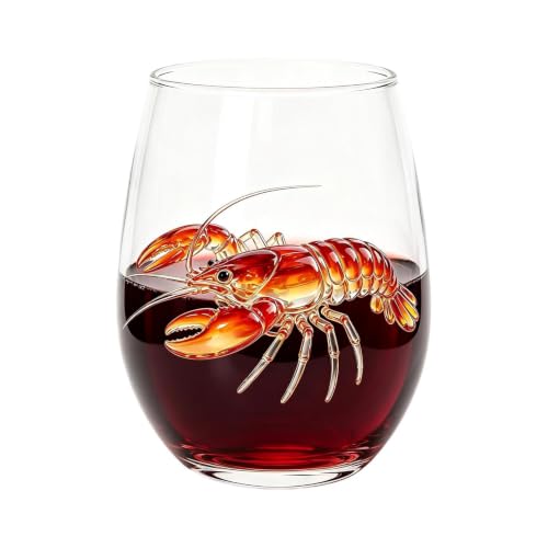 Copas de vino tinto sin tallo de 400 ml con tematica marina para hogar 8