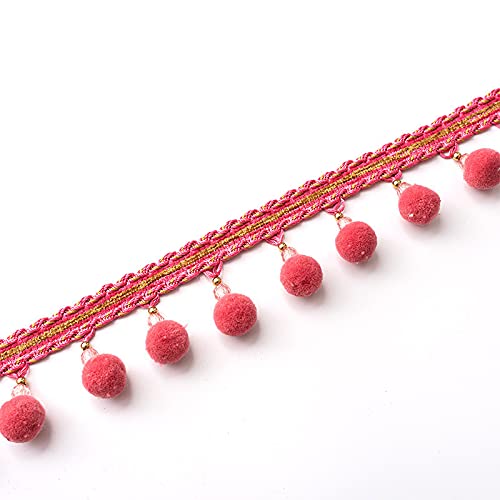 Yalulu 4 Yards X 2Inch Width Pom Pom Trim Ball Fringe Ribbon Diy Sewing Lace Accessory For Clothing Curtain Pillow Accessory Decoration Diy Craft (Deep Purple) #TOP3