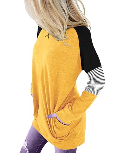 ONLYSHE Womens Crewneck Sweatshirt Casual Loose Fitting Tops Long Sleeve T Shirt