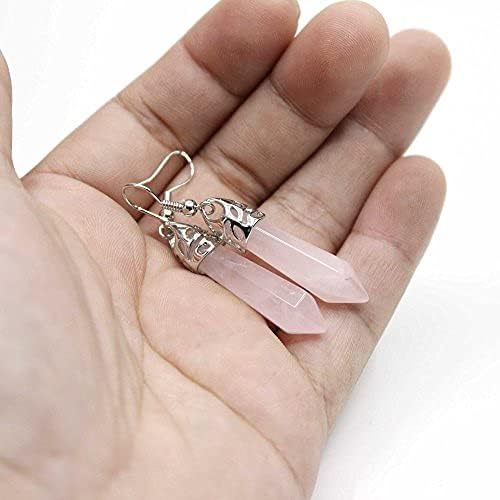 Real Natural Quartz Crystal Gemstone Chakra Dangle Earrings