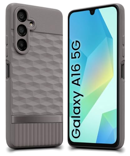 Image of WOW IMAGINE Back Cover for Samsung Galaxy A16 5G with Hexa Cube Design | Ultra Slim Soft Rubberised Case | Inner Velvet Fabric | Matte Silicone Flexible Mobile Case | Camera Protection - Grey