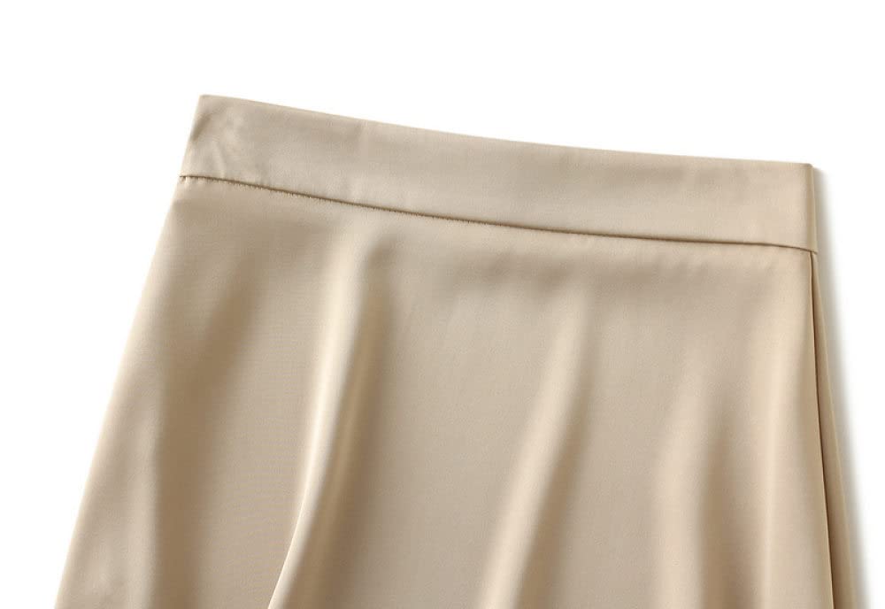 OZEO Röcke Damen,Damen Satin Midirock Flieder Hohe Taille Glänzend Faltenrock Mit Reißverschluss Sommer A-Linie Swing Geraffte Volltonfarbe Mode Lange Röcke Für Mädchen Damen,S