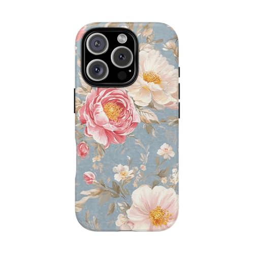 Motif floral romantique rose et blanc coque iPhone 16 Pro douceur florale