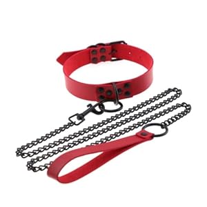 Manchon de cou cuir rouge col de verrouillage avec chaîne de traction en métal