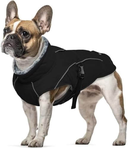 Hundejacke für Kleine Hunde, Winterjacke Gefütterte mit Leine Loch Hundekleidung Winter für Kleine Hunde Winddicht Hundeweste Welpenjacke Winteranzug(Schwarz, S)