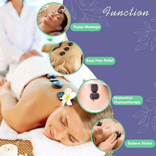 Image of AICNLY 10 Pcs Basalt Hot Stones Massage Set with Temperature Adjustment | Hot Stones Massage with Warmer Kit, Professional Massage Tool for Spa-Lymphatic Drainage, Relieve Tension and Muscle Pain