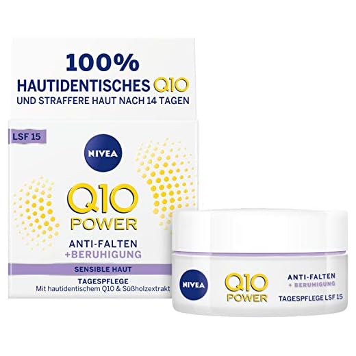 NIVEA Q10 Power Anti-Wrinkle + Minskad känslighet Dagvård för mjukare och yngre hud, dagkräm med SPF 15, 50 ml)