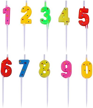 Willcan Multicolor Happy Birthday Candles, 10 Molded Polka-dot Number Candles for Party Wedding Decorating and Celebration Funny Candles Make a Wish Candles(Multicolor with dot)