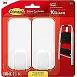 Command Heavy Duty Utility Wall Hooks, 2 Hooks with 6 Command Strips, 10lb X-Large Utility Hook