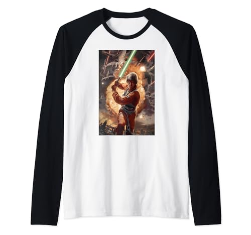 T-shirt raglan Star Wars Luke Skywalker avec motif explosion geek