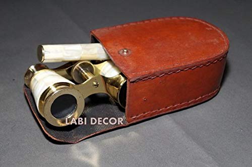 Geniuse Einstein Enterprises Vintage Brass Binoculars Mother of Pearl La Dauphin Paris Opera Glasses with Box Confirmation