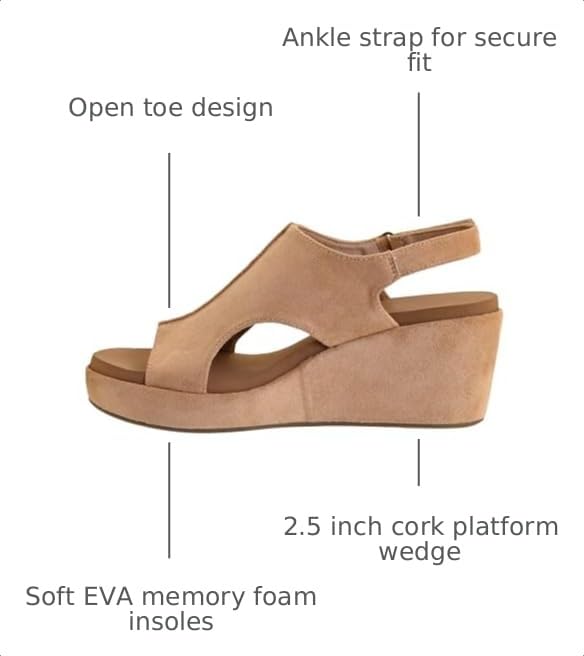 Image of Corkys Footwear Womens Carley Wedges, Featuring Corkys EVA Foam Cushioned Insoles, A 2.5 Inch Heel, Lightweight For All Day Wear, And Hook And Loop Closure