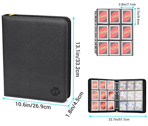 Flechazo 9 Pocket Trading Card Binder With Zipper, Card Collection Album With 30 Pages-Holds Up To 540 Cards, Carrying Card Organizer With Sleeves For Sports Card And Tcg #TOP1