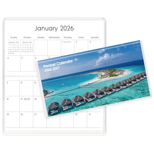 Pocket Calendar 2026-2027 for Purse, 2026-2027 Pocket Planner 24 Months with Soft Waterproof Cover and Premium Paper, 6.5