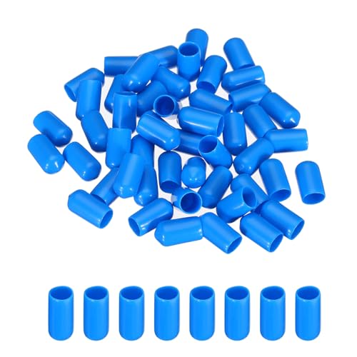Image of MECCANIXITY 50pcs 8mm(5 /16 inch) Rubber End Caps Cover PVC Vinyl Screw Thread Protector Round Wire Shelf Caps for Screw Bolt Pipe Fence Post, Light Blue