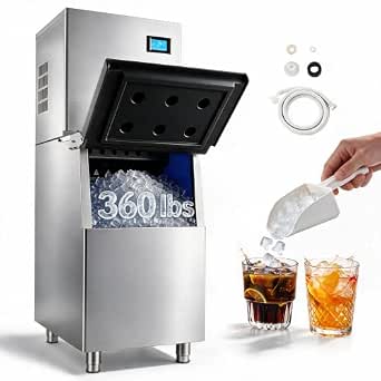 VEVOR Commercial Ice Maker Machine, 360LBS/24H with 250LBS Storage, Self-Cleaning, Touchscreen