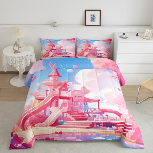 Cama de cuento de hadas con edredón arcoíris infantil para dormitorios de niñas 2