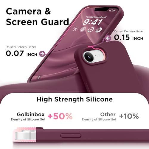 Image of GolbinBox Magnetic for iPhone 17e /16e Case, Silicone Cover, Wine Red