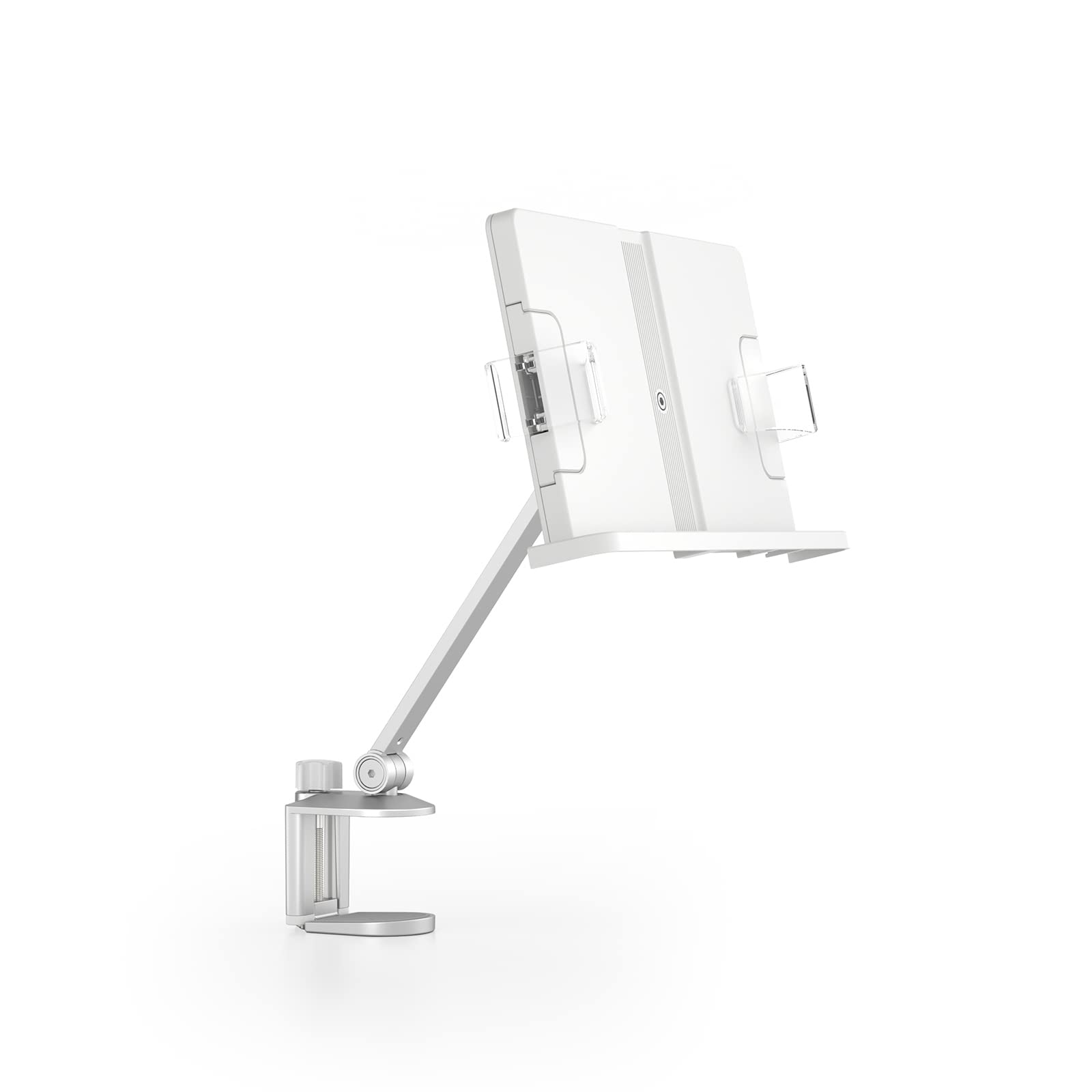 Book Stand for Reading,Book Arm Stand,Cook Book Stand,Height Angle Adjustable,360° Rotate,for 5.5-8" Text Book,6-12" Tablet/iPad/Ereader,Tablet Stand,Recipe Holder,Cooking,Studying,Reading