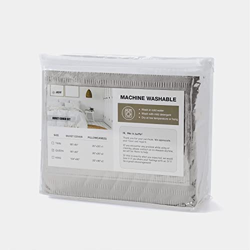 Jucfhy 2 Pieces Duvet Cover Textured Set With Zipper Closure,100% Washed Microfiber Seersucker Fabric,Luxury Hotel Quality Bedding-Twin Size(1 Duvet Cover 1 Pillowcase) #TOP6