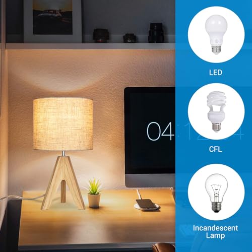 EDISHINE 36cm Wood Bedside Table Lamp, Tripod Desk Lamp with Beige Linen Lampshade, On-Off Switch, Desk Lamps for Reading, Bedroom, Living Room, Study, Office, E27 Base - Cosy Home Interiors EDISHINE 36cm Wood Bedside Table Lamp, Tripod Desk Lamp with Beige Linen Lampshade, On-Off Switch, Desk Lamps for Reading, Bedroom, Living Room, Study, Office, E27 Base - Image 8