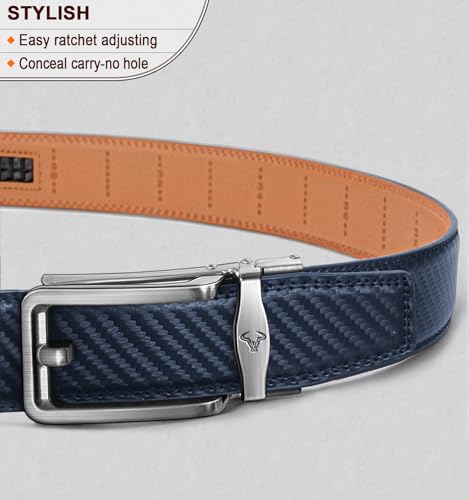 Image of BULLIANT Men belt 2Pack,Leather Ratchet Belt for Gift Men Dress Casual Jeans 1 3 /8 inch,Cut for Fit