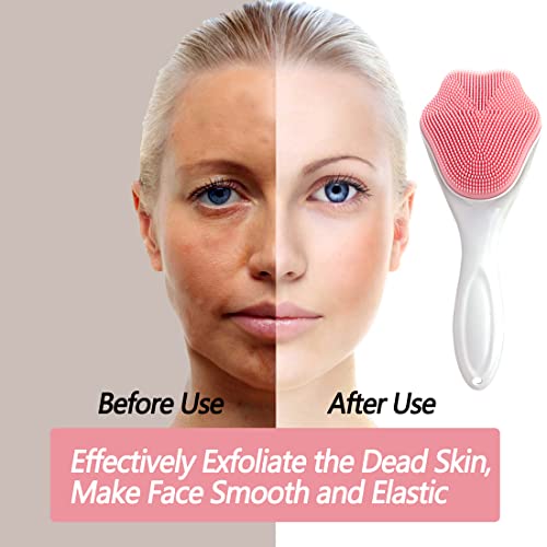 Silicone Face Scrubber Exfoliator Facial Cleansing Brush Soft Bristles Manual Waterproof Face Scrub Wash Brush Remove Blackhead Acne Gentle Face Massager Skin Care Tools,4 Pcs #TOP4