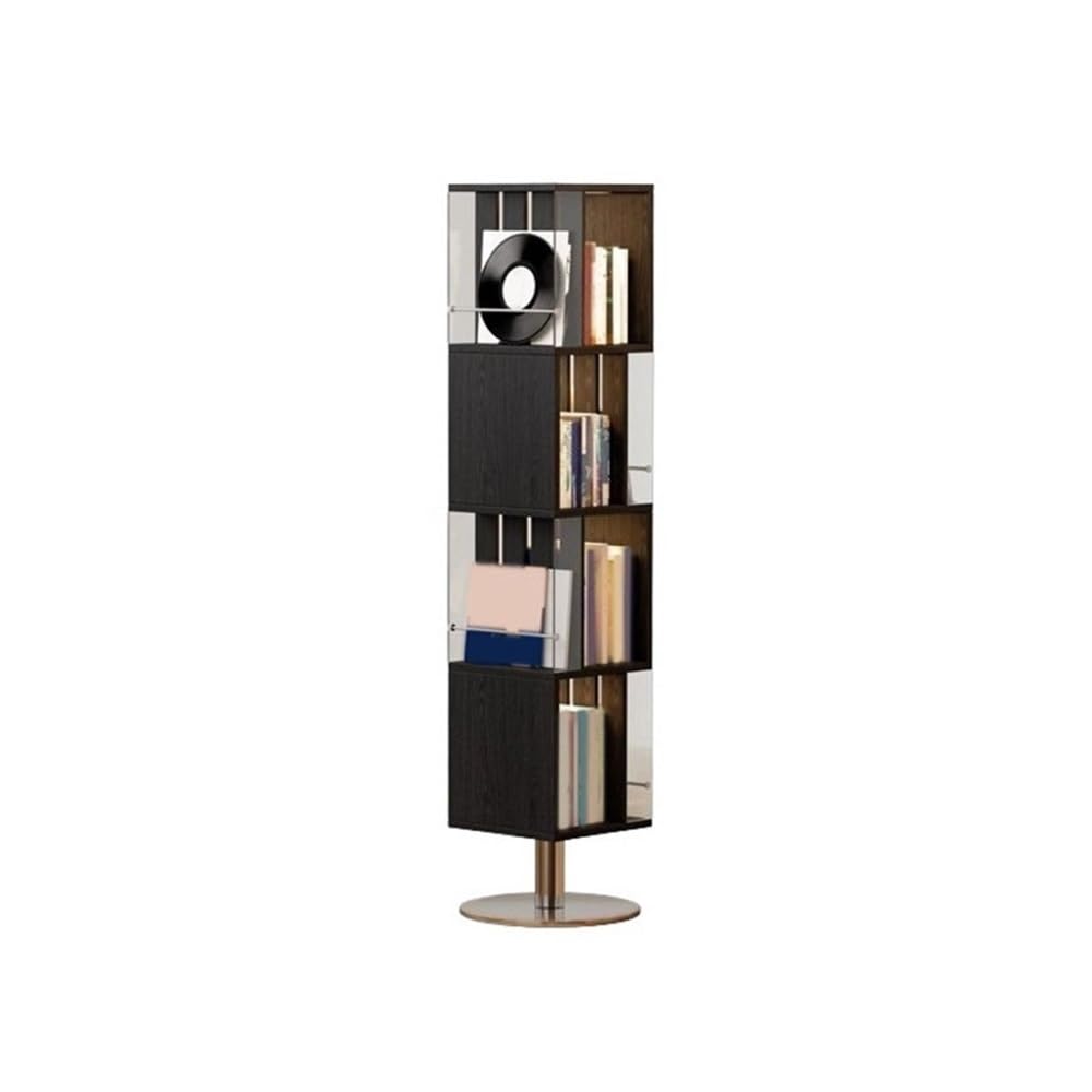 CHENGAIJIAN Cd Rack Living Room Standing Rotatable Wooden CD Albums Rack with Stainless Steel Chassis Record Display Cabinet
