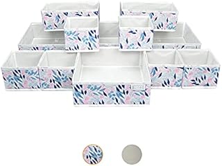 ELYXIR Drawer Organiser Divider 12 Pcs| Foldable Drawer Dividers & Underwear Organiser| Large Wardrobe Organisers for Storing Clothes, Bras, Jewellery, Stationary(WHITE/Floral Design)