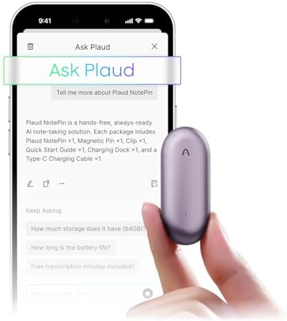 Plaud NotePin Voice Recorder, AI Voice Recorder, App Control, AI ...