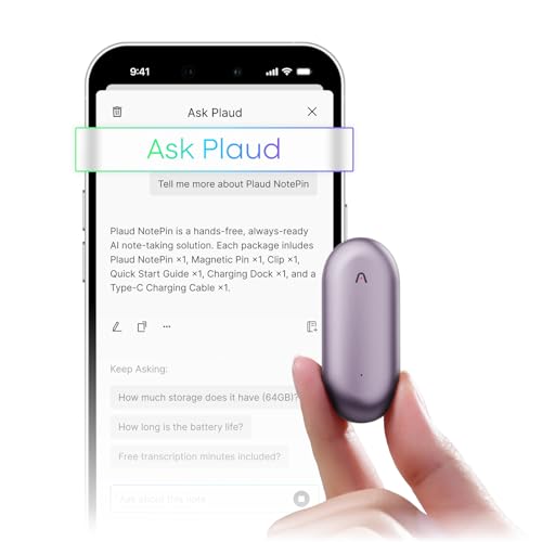 AI Voice Recorder PLAUD NotePIN Voice Recorder without Kit App Control Transcription and Summary Enhanced by LMM Purple