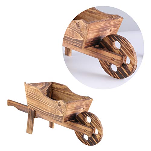 Yardwe Garden Plant Planter Wooden Wagon Planter Wheelbarrow Decoration For Indoor Outdoor - 45X19X20Cm #TOP1