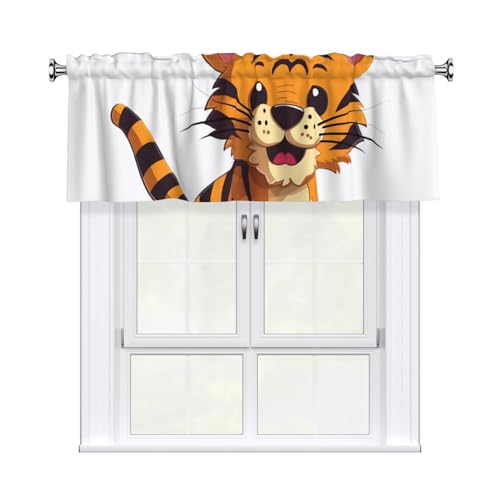 TRSGKSQP Cantonnière occultante pour fenêtre de cuisine, cantonnière occultante, motif tigre à pois, petit rideau de fenêtre pour salon, salle de bain, 137,2 x 45,7 cm, 1 panneau
