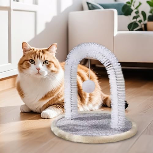Cepillo para gatos interactivo rascador con cerdas duraderas para masaje y muda 3