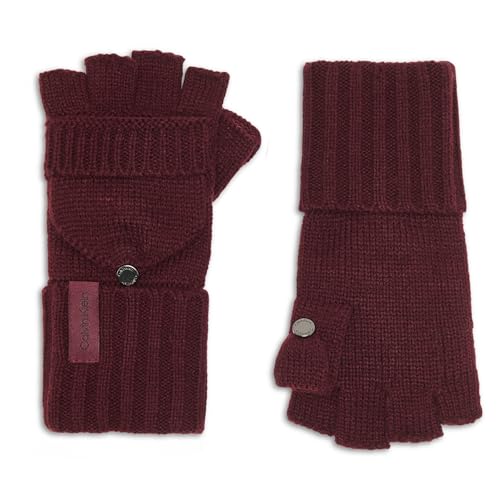 Calvin Klein Women's Flip Top Cold Weather Soft Gloves, Rhubarb, One Size