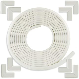 Bebe Earth 6M Baby Proofing Edge and Corner Guard Protector Set, 20 Feet Edges & 8 Corner Guards, Furniture and Tables Child Baby Proof Bumpers, Pre-Taped Corner Cushions - Oyster White