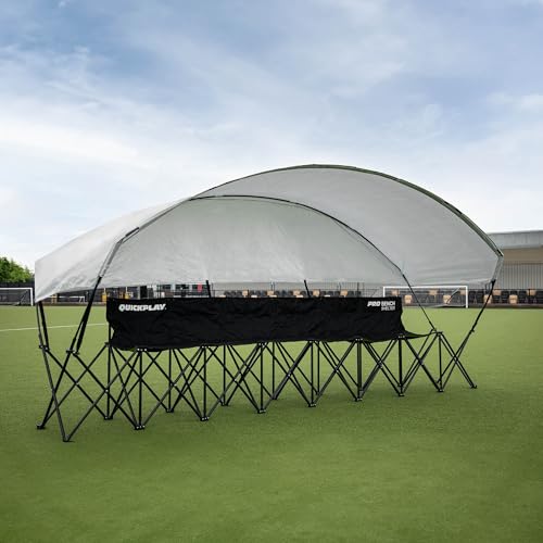 QUICKPLAY Pro 6-Seater Team Bench Shelter with Canopy - Portable Soccer Sideline Bench with Sun...