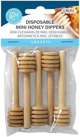 R&M Disposable Mini Honey Dippers Pack of 5, Wooden Honey Stick Stirrer for Honey Jar image 4