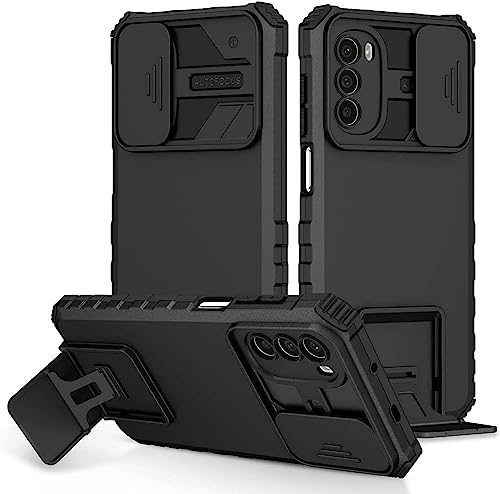 PANXIYUE Funda Motorola Moto G42, Carcasa Protección Deslizante para la Cámara, con 360 Grados Full Body Anti-Shock Anti-arañazos Case Protector Bumper Silicona y Armor Soporte Carcasa, Negro