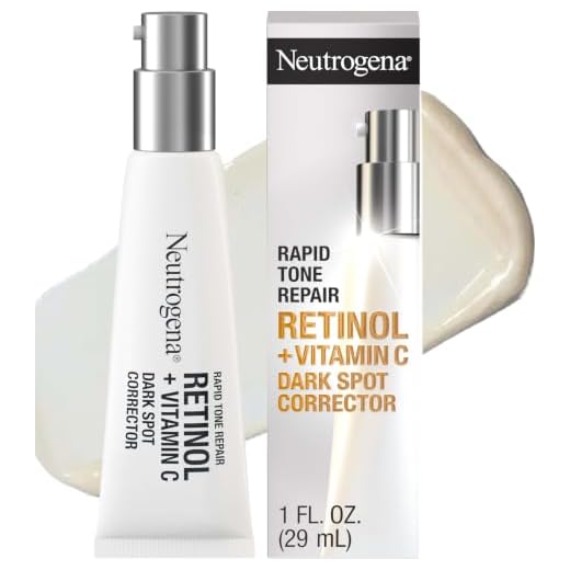 Neutrogena Rapid Tone Repair Retinol + Vitamin C Dark Spot Corrector Face Serum, Daily Anti-Wrinkle Retinol Dark Spot Corrector to Brighten & Even Tone, Mineral-Oil & Dye-Free, 1 oz