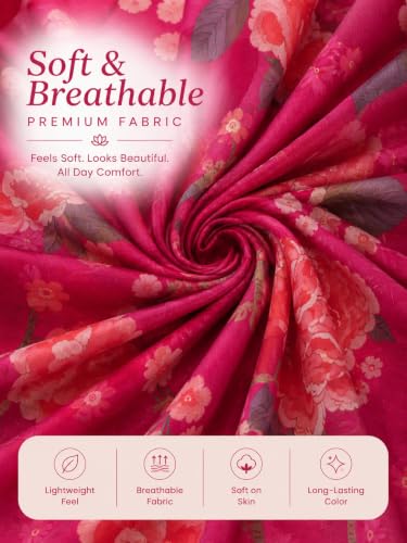 Image of Preneum Girls's Cotton Rayon Gota Pati Multi Floral Printed Angrakha Kurta with Sharara & Dupatta