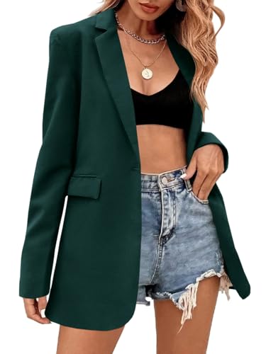 Febriajuce Women's Casual Long Sleeve Lapel Oversized Button Work Office Blazer Suit Jacket