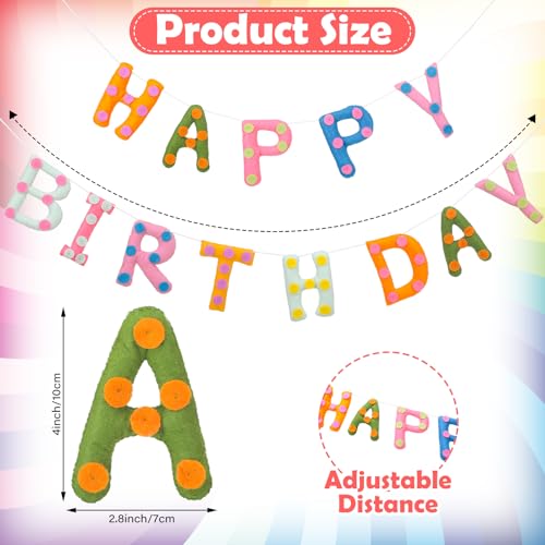 Image of Mindsoft Felt Happy Birthday Garland Rainbow Banner Reusable Happy Birthday Sign Party Supply for Party Decor(Colorful Color,Spot)
