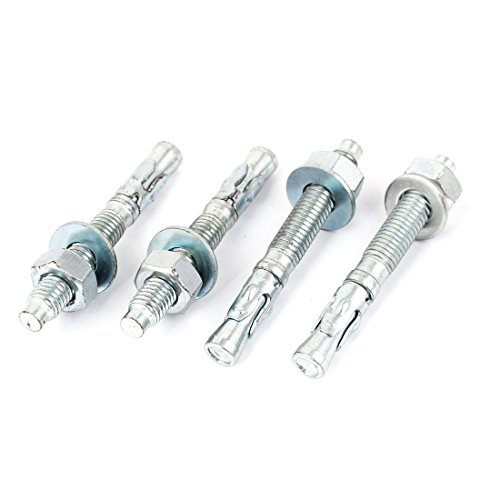 Aexit Blue Zinc Anchors Plated Screw Type Car Repair Expansion Bolt Stud Anchors M10x80mm 4pcs