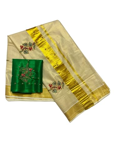 ALLUVY Kuthampully Kerala Kasavu Saree Tissue | Traditional South...