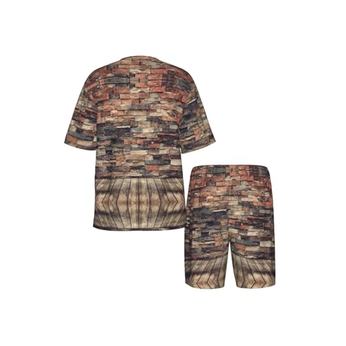 Ensemble pyjama short homme manches courtes imprimé brique - 5