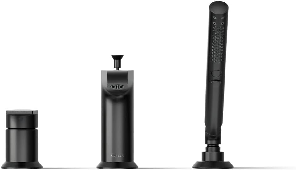Kohler K-97070-4-BL Hint® Deck-Mount Bath Faucet with Handshower, Matte Black