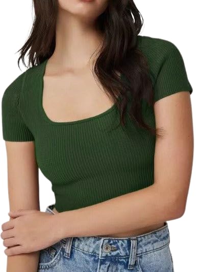 Casual Wear Half Sleeve Solid Crop Top for Women, Top for Girls-picture-27