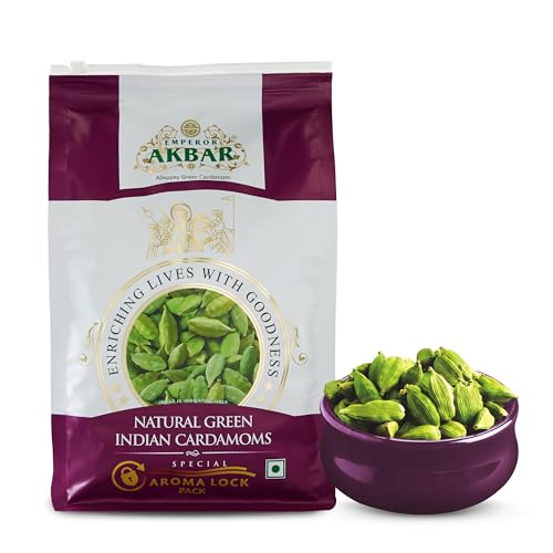 Image of Emperor Akbar Alleppey Whole Green Cardamom 8mm | 1Kg | Long-Lasting Aroma | GI Tagged | Antioxidant-Rich Spice for Tea & Cooking | Premium Export Quality Elaichi | Kerala Cardamom | Pack of 1